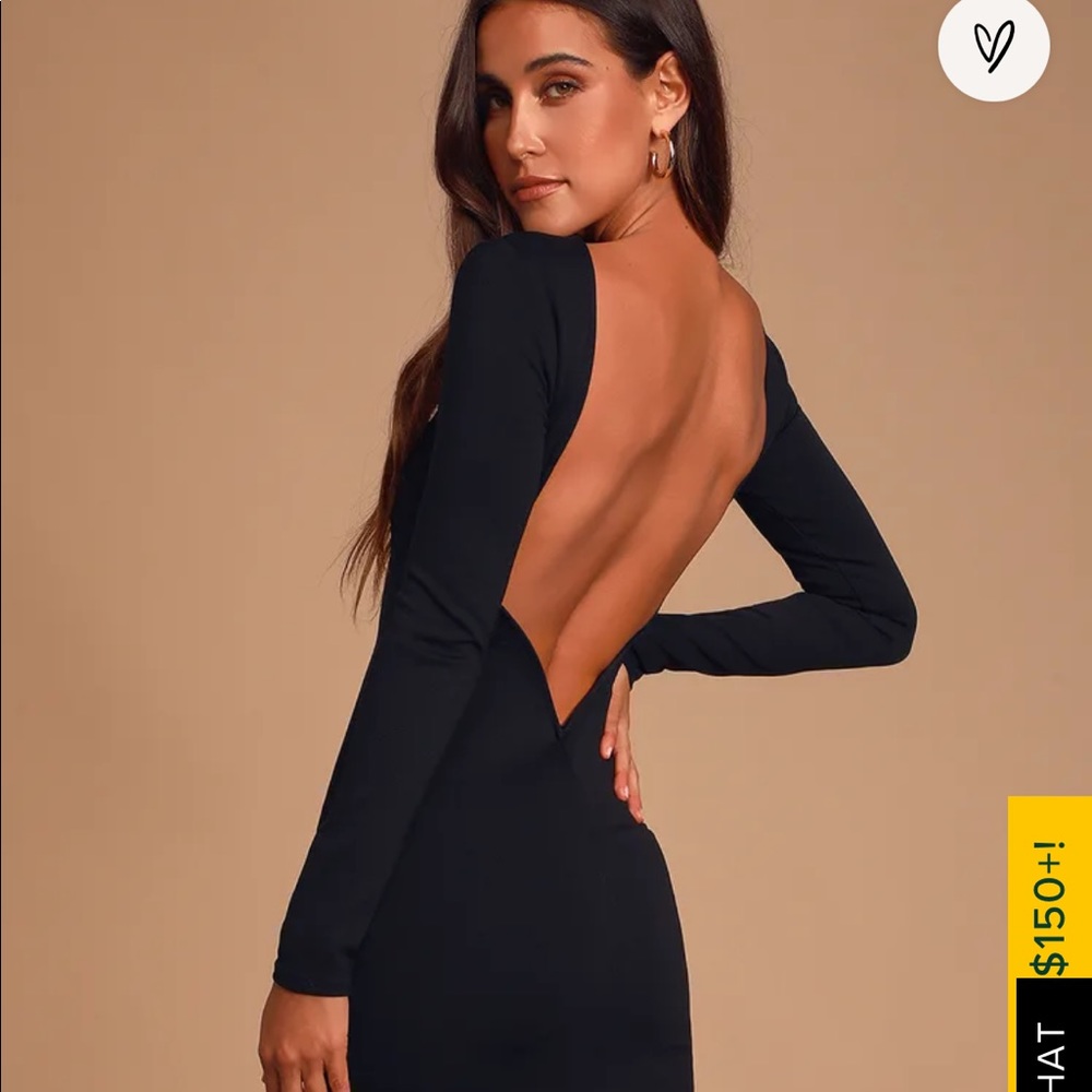 Va Va Voom Black Backless Midi Dress